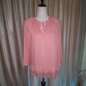 Melissa Paige Tunic Blouse with Lace Details Sz L